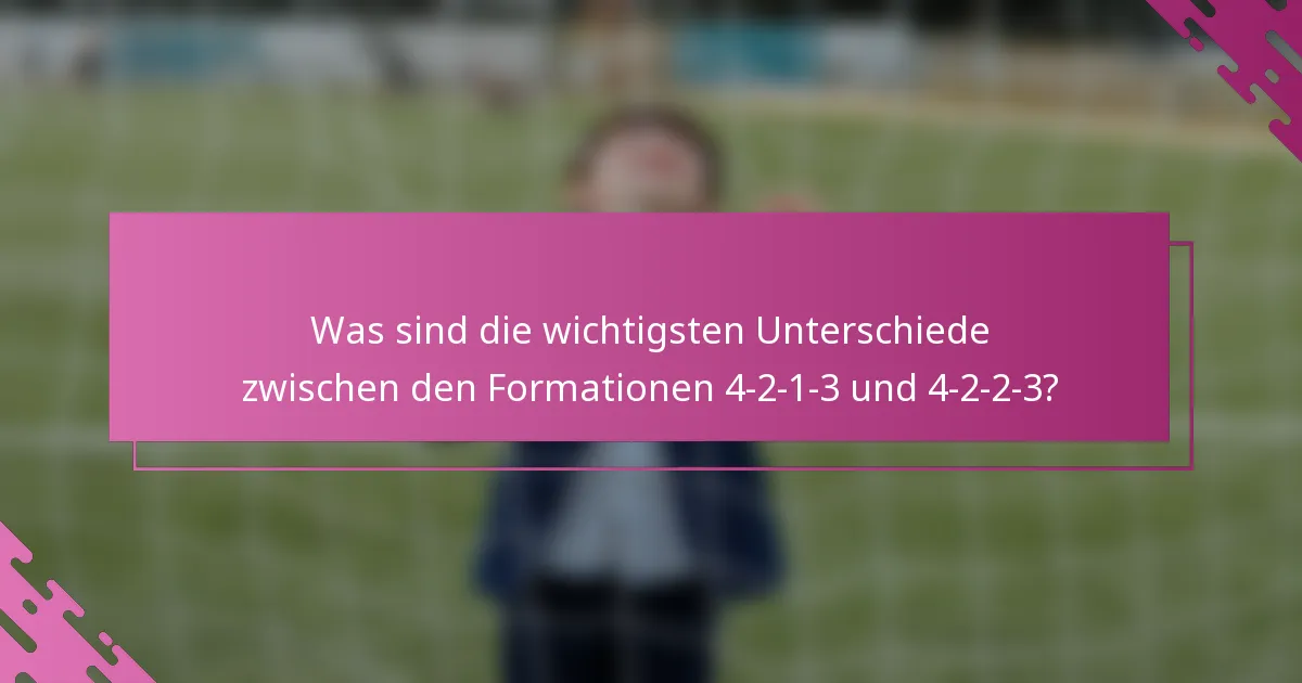 Was sind die wichtigsten Unterschiede zwischen den Formationen 4-2-1-3 und 4-2-2-3?