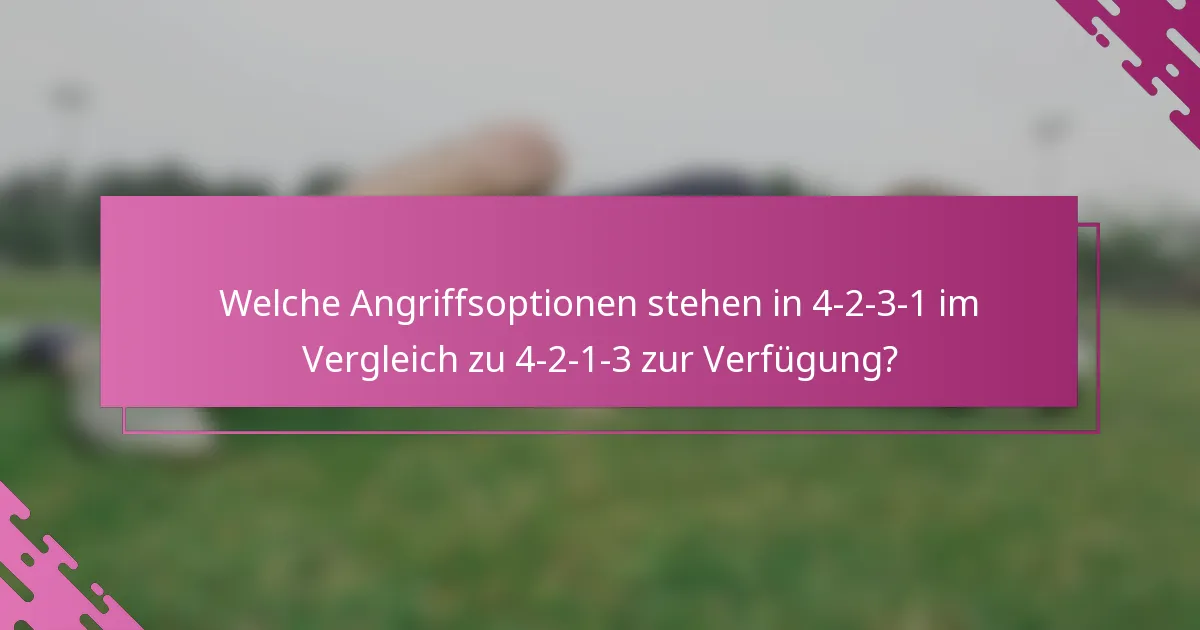 Welche Angriffsoptionen stehen in 4-2-3-1 im Vergleich zu 4-2-1-3 zur Verfügung?