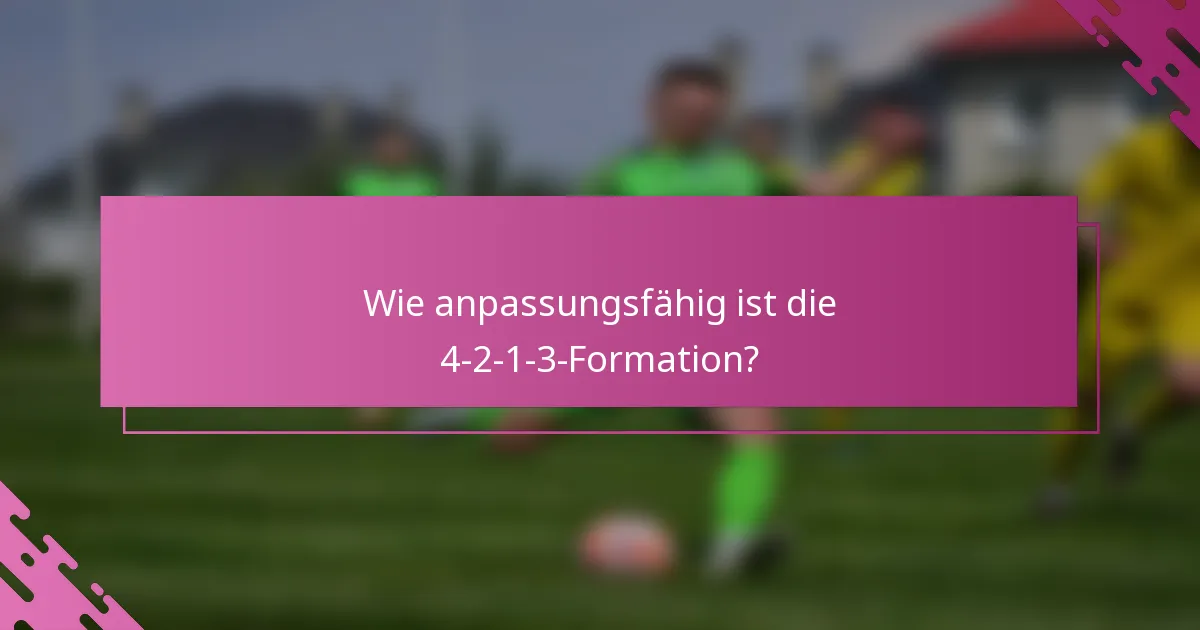 Wie anpassungsfähig ist die 4-2-1-3-Formation?