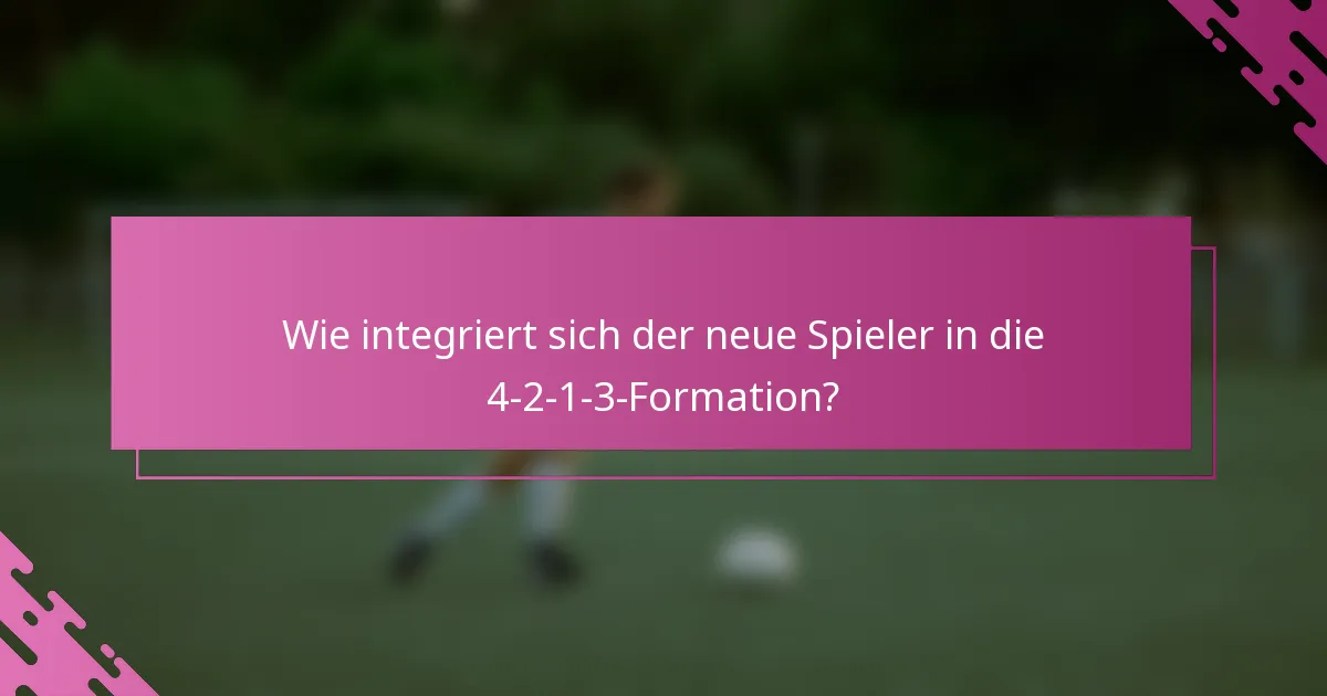 Wie integriert sich der neue Spieler in die 4-2-1-3-Formation?