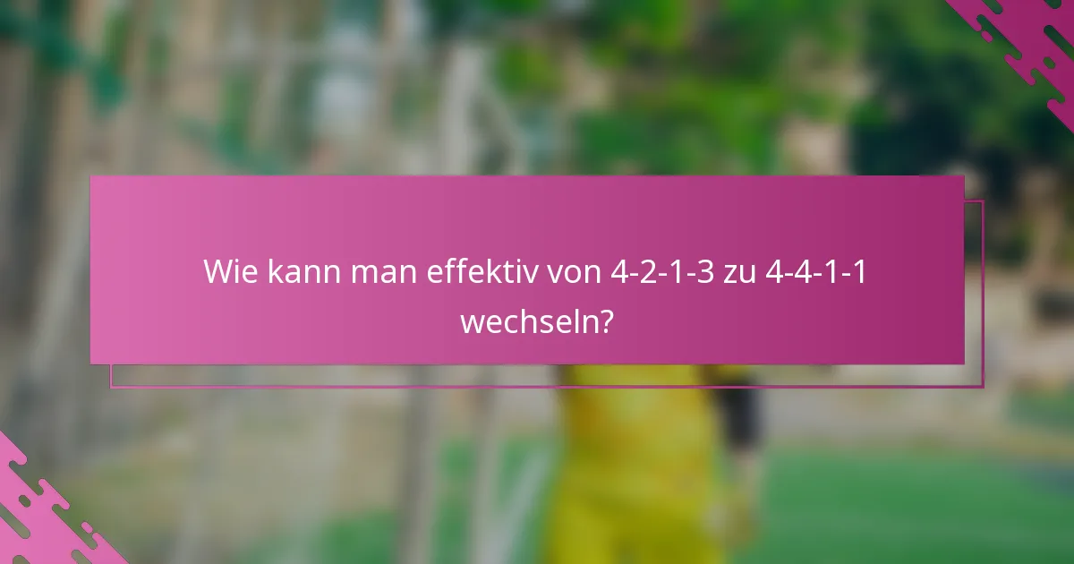 Wie kann man effektiv von 4-2-1-3 zu 4-4-1-1 wechseln?