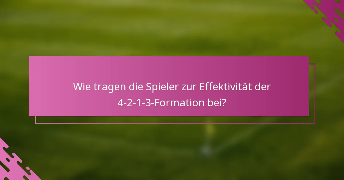 Wie tragen die Spieler zur Effektivität der 4-2-1-3-Formation bei?